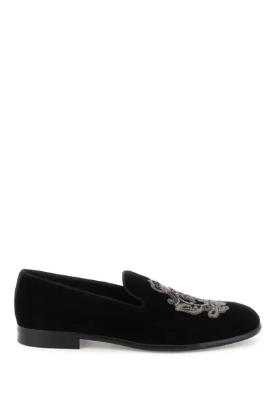 Dolce & Gabbana Velvet Loafers In Multicolor