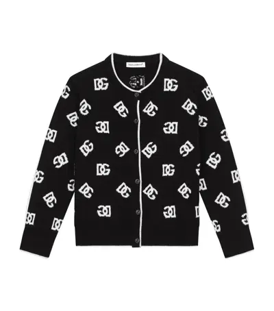 Dolce & Gabbana Kids' Virgin Wool Logo Cardigan In Black