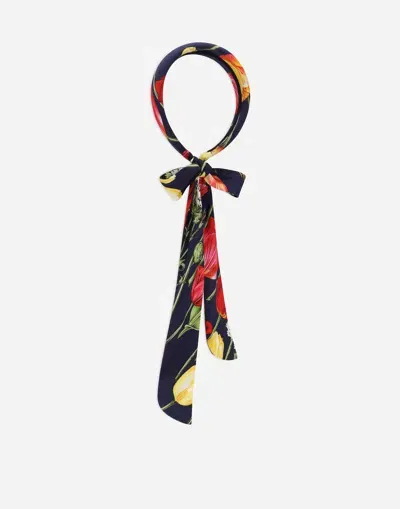 Dolce & Gabbana Viyella Hairband With Bow And Tulip Print