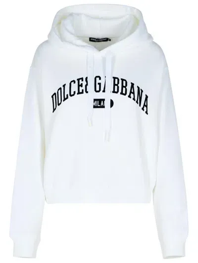 Dolce & Gabbana Cotton Jersey Hoodie In Optic White