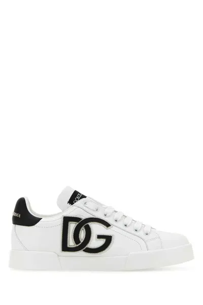 Dolce & Gabbana White Leather Portofino Sneakers