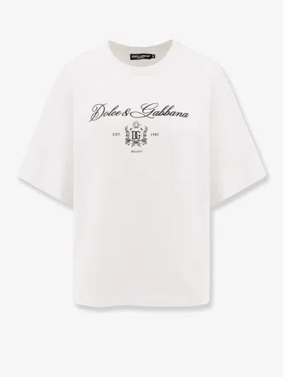 Dolce & Gabbana Monogram Embroidered Crewneck T-shirt In White