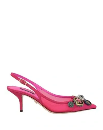 Dolce & Gabbana Crystal-embellished Tulle Slingback Pumps In Pink