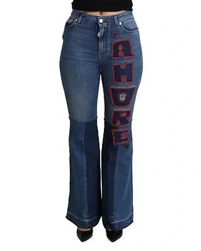 Pre-owned Dolce & Gabbana Women's Amore Flare Jeans - Blue - Pants -size 44 In Blau