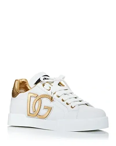 Dolce & Gabbana Women's Classic Low Top Sneakers In White/gold