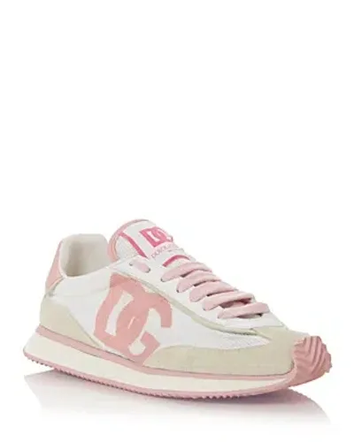 Dolce & Gabbana Women's Dg Cushion Low Top Sneakers In Bianco/rosa