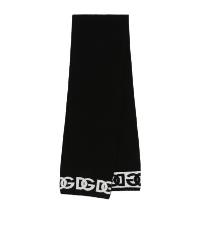 Dolce & Gabbana Kids' Wool Logo Scarf In Black