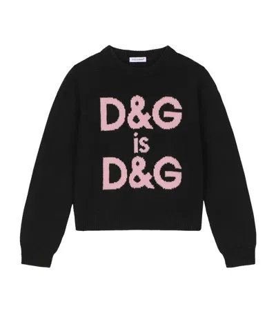 Dolce & Gabbana Kids' Wool Logo Sweater In Black