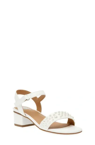 Dolce Vita Dv By  Kids' Golda Imitation Pearl Ankle Strap Sandal In Ivory