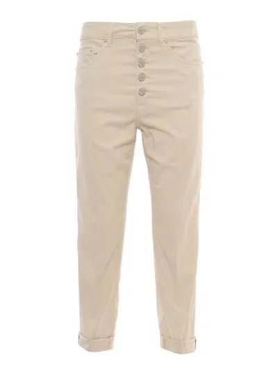 Dondup Beige High-waisted Jeans In White