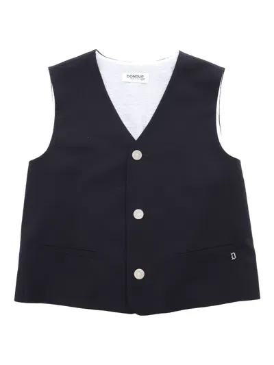 Dondup Kids' Logo-plaque Waistcoat In Blue