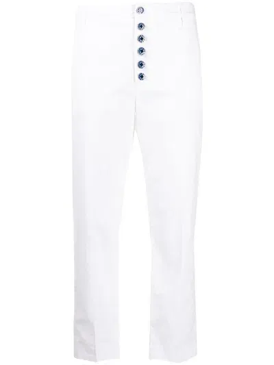 Dondup Button-down Straight-leg Trousers In White