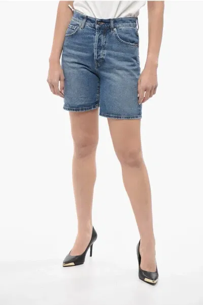 Dondup Denim Stella Shorts With Visible Stitching In Light Blue