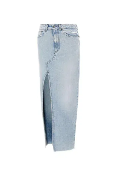 Dondup High-rise Denim Maxi Skirt In Blue