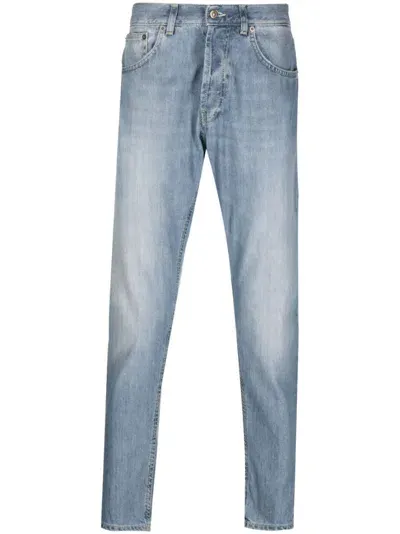 Dondup Faded Effect Tapered Jeans In Blue