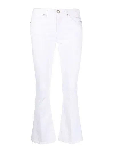 Dondup Flared-cuff Cropped Jeans In White