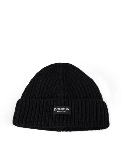 Dondup Logo Beanie In Black In Negro