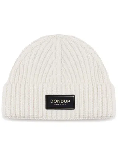 Dondup Logo-patch Ribbed Beanie In White