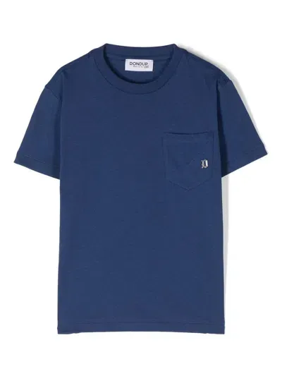 Dondup Kids' Logo-plaque Detail T-shirt In Blue