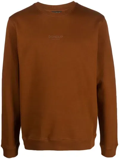 Dondup Logo-print Cotton Sweatshirt In Braun