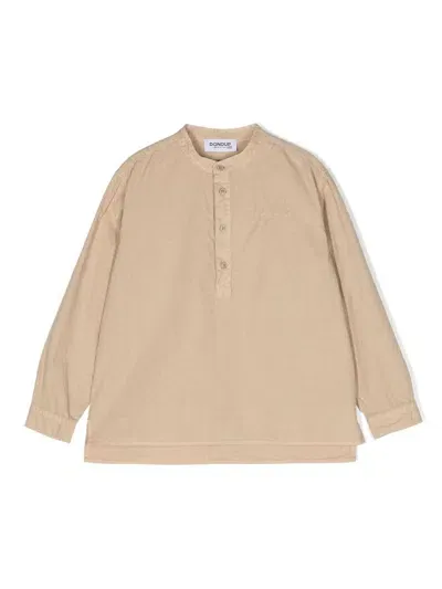 Dondup Kids' Long-sleeve Cotton Shirt In Neutrals