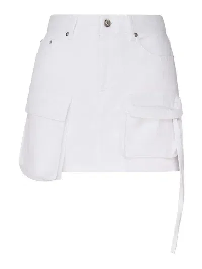 Dondup Miniskirt Cargo In Cotton In White