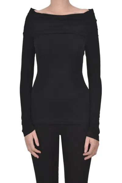 Dondup Modal And Silk T-shirt In Black