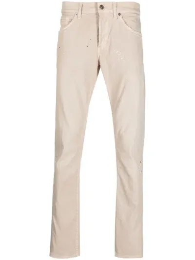 Dondup Cuffed Denim Trousers In Neutrals