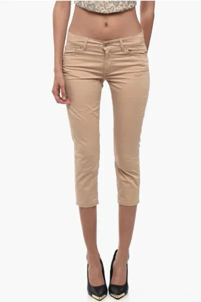 Dondup Stretch Cotton Mellie Capri Pants With 5 Pockets In Gold