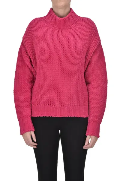 Dondup Turtlenck Chenille Pullover In Fuxia