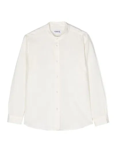 Dondup Kids' Poplin Linen-blend Shirt In Neutrals