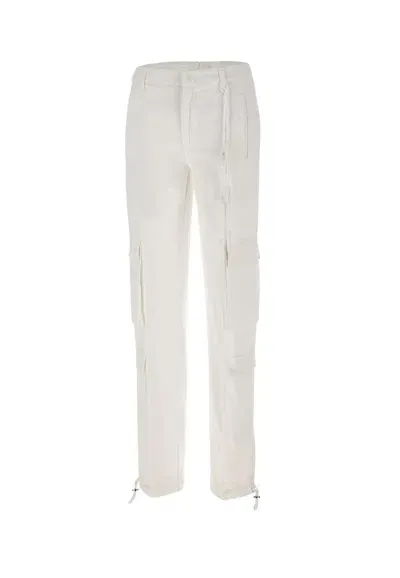 Dondup Wide Leg Cargo Trousers In White