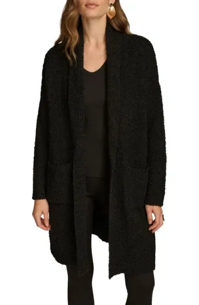 Donna Karan New York Bouclé Wool Blend Longline Open Front Cardigan In Black