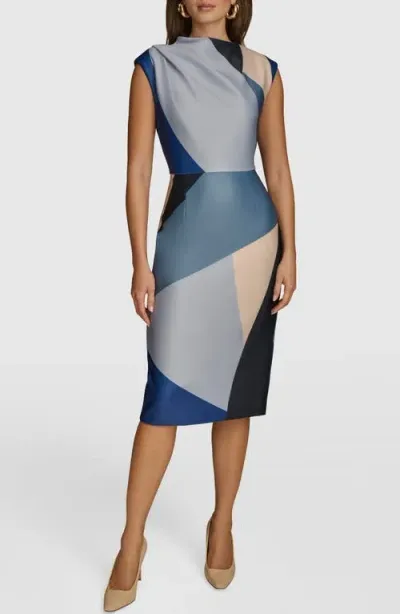 Donna Karan New York Abstract Print Sheath Cocktail Dress In Cosmos/hor