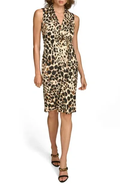 Donna Karan New York Animal Print Asymmetric Dress In Black Multi