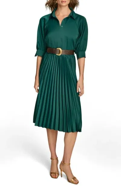 Donna Karan New York Pleated Midi Shirtdress In Spruce