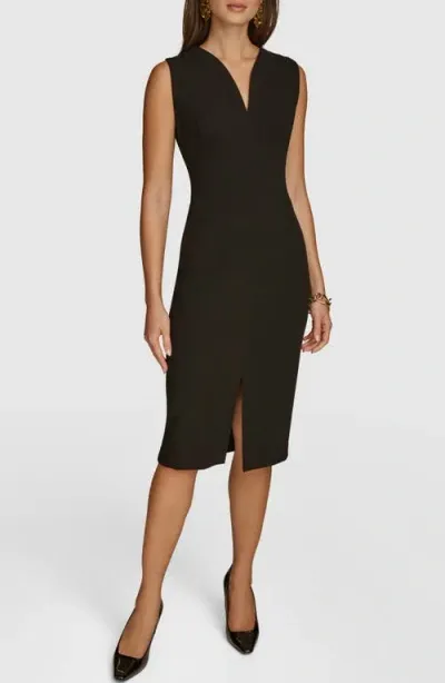 Donna Karan New York Sculpted V-neck Sheath Dress In Black