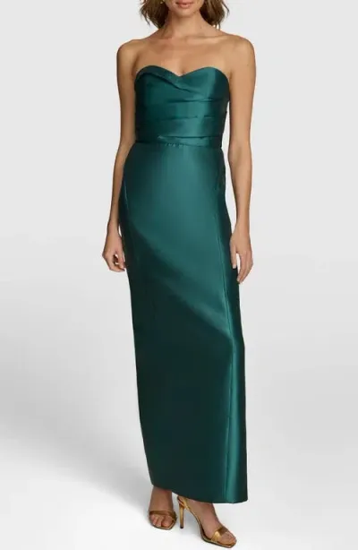 Donna Karan New York Strapless Satin Gown In Spruce