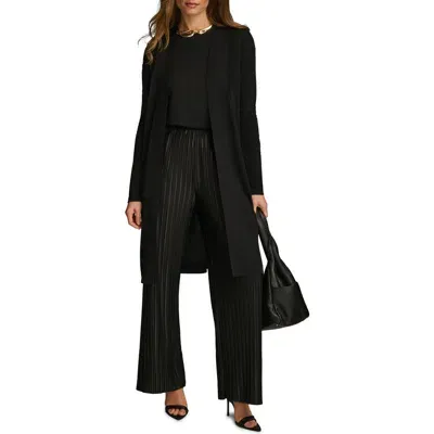 Donna Karan New York Tie Waist Long Cardigan In Black