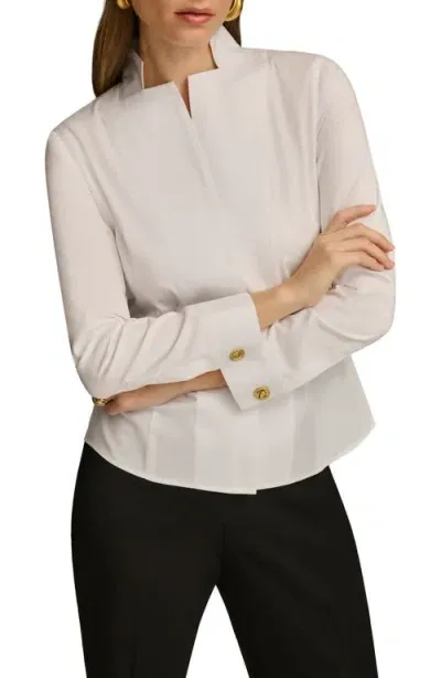 Donna Karan Stand Collar Button-up Shirt In White