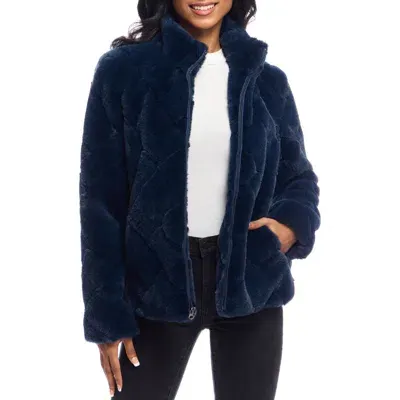 Donna Salyers Fabulous-furs Donna Salyers Fabulous Furs Paige Faux Fur Quilted Jacket In Navy