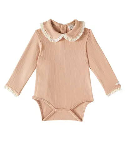 Donsje Baby Diete Cotton-blend Jersey Bodysuit In Brown