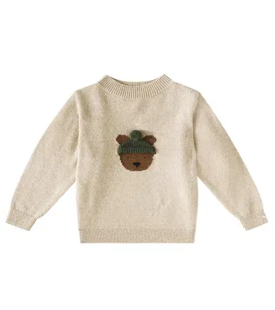 Donsje Kids' Denn Bear Wool Sweater In Beige