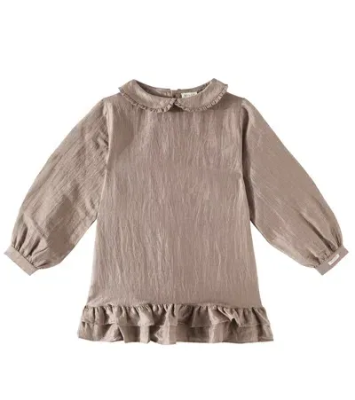 Donsje Kids' Luus Ruffled Hemp-blend Dress In Grey