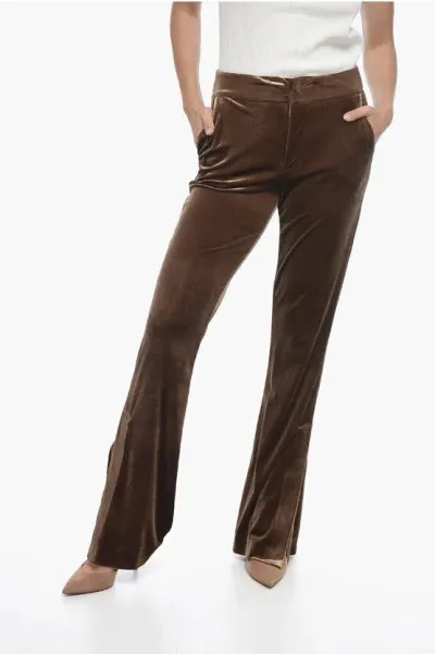 Dont At Me Label 4 Pocket Chenille Pants With Ankle Splits In Brown