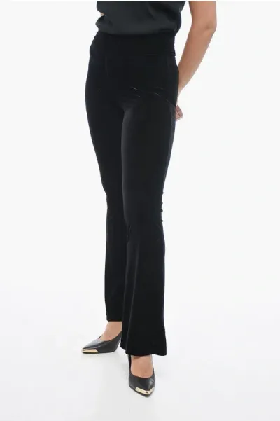 Dont At Me Label Stretch Chenille Bootcut Pants In Black