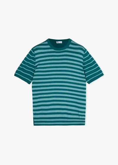 Doppiaa Aalfeo Striped Knitted Tshirt In Green