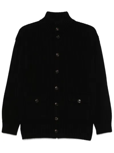 Doppiaa Ribbed Cardigan In Black