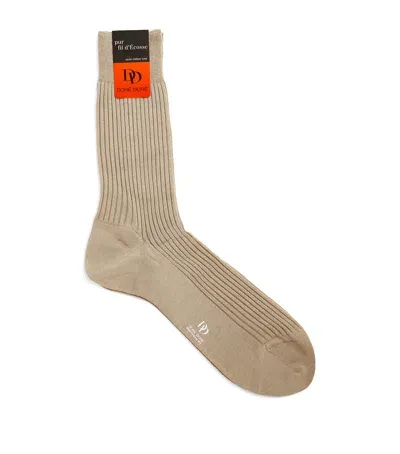 Dore Dore Cotton Rib-knit Socks In Beige