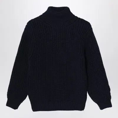 Dou Dou Kids' Blue Wool Turtleneck Sweater